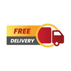 Rectangular Free Delivery Tag With Truck
