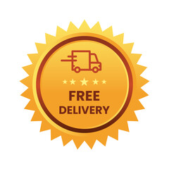 Yellow Sunburst Free Delivery Badge
