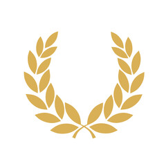 Gold laurel wreath icon luxury emblem for winner Vector