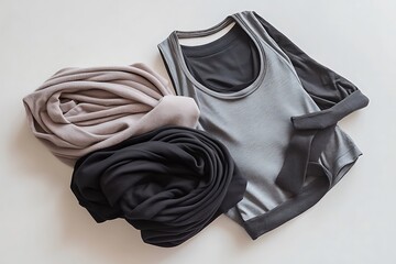 Comfortable gym clothes set folded neatly for simple fitness routines.