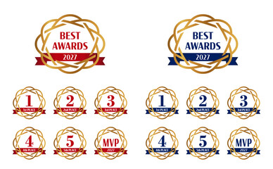 金色のフレームとリボン、ベストアワード・ロゴ