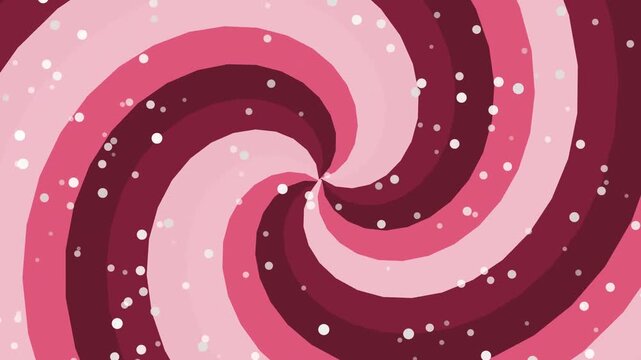 Vibrant Pink & Red Swirl Background with White Dots; Abstract Hypnotic Candy Cane Pattern