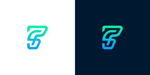 Abstract letter B or S logo with a dynamic blue to green gradient line. This modern, sleek design symbolizes speed, innovation, and digital technology, ideal for contemporary branding © anello