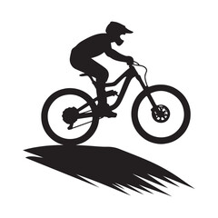 Fototapeta premium mountain bike jump vector silhouette clip art logo design illustration. abstract mountain bike icon collection 