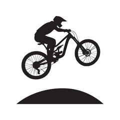 Fototapeta premium mountain bike jump vector silhouette clip art logo design illustration. abstract mountain bike icon collection 