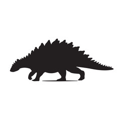 Fototapeta premium Vector black ankylosaurus silhouette dinosaur isolated on white background.