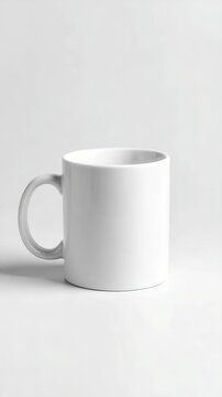 Plain white ceramic mug on a light background, isolated product shot