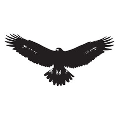 Obraz premium Vector art of black eagle silhouette.