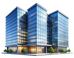 Fototapeta premium Modern multi-story building with reflective glass facade and minimalist design
