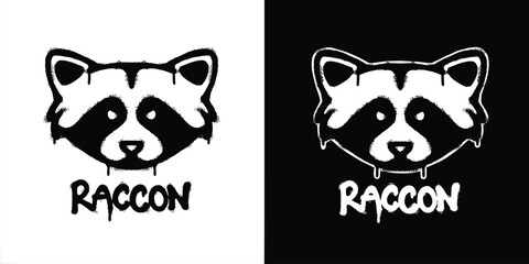 Graffiti raccoon logo vector design