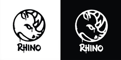 Graffiti rhinoceros logo vector design