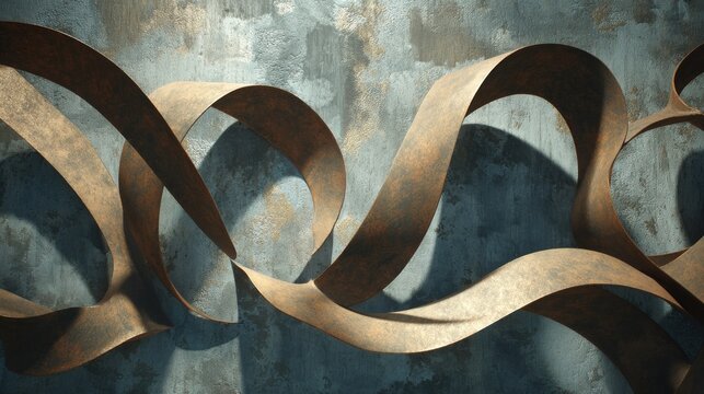 Hand forged iron sculpture with abstract curves