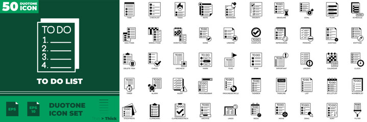 To Do List Duotone Editable Icons set