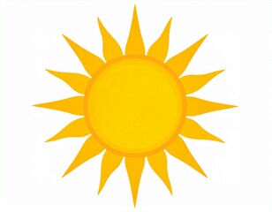 Bright yellow sun illustration with sharp rays radiating outwards, a cheerful and vibrant design.