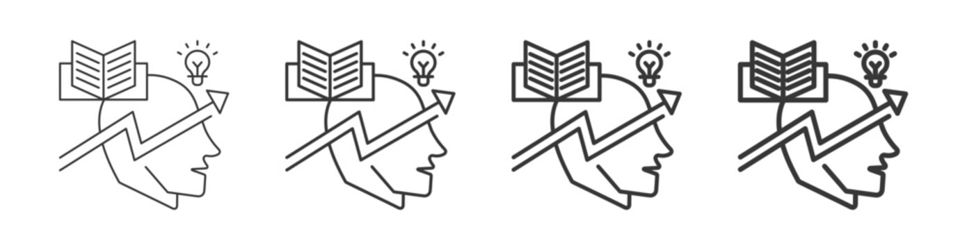 personal development icon set with multiple line weights vector illustration