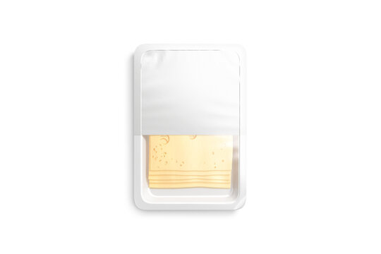 Blank white cheese pack mockup, png, transparent background, top view, 3d rendering. Empty packaging with parmesan block mock up, cut out. Clear italian gourmet mozzarella template.