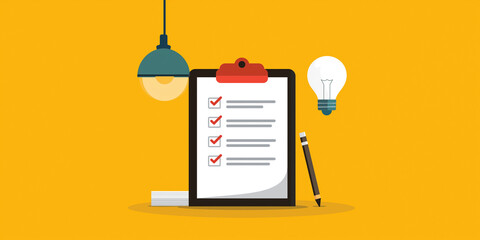 Checklist on clipboard with icons