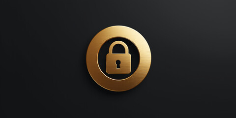 Golden lock security icon