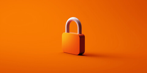 Orange padlock on orange background