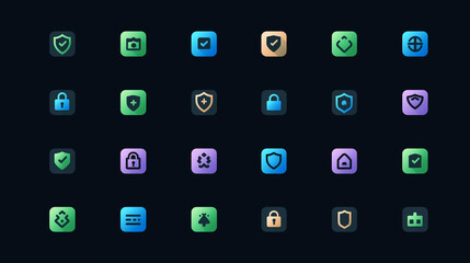 Set of security and protection icons