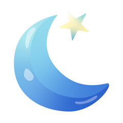 Moon and star design in a simple style