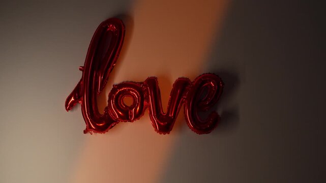Romantic red balloon installation forming the word LOVE, ideal for Valentine&rsquo;s Day	