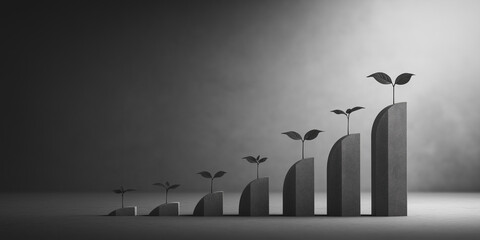 Growth chart with plant sprouts