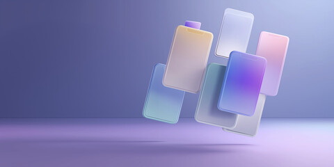Floating smartphones with colorful screens