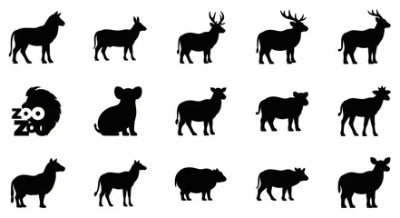 Collection of Diverse Animal Silhouettes for Graphic Design.