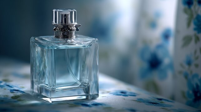 Elegant crystal perfume bottle with silver detail