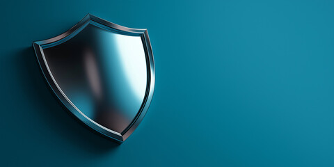 Metallic Shield on Blue Background