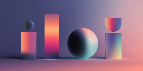 Abstract geometric shapes with gradient lighting
