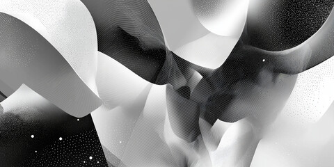 Abstract black and white flowing digital art