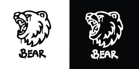 Graffiti roaring bear logo vector design