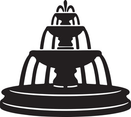 Cascade Fountain in silhouette on white background.. © Sundas