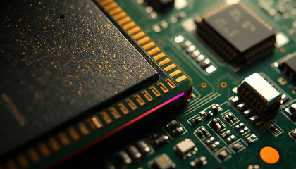 BGAはんだボールのリフロー痕を斜光で可視化したマクロ検査風写真