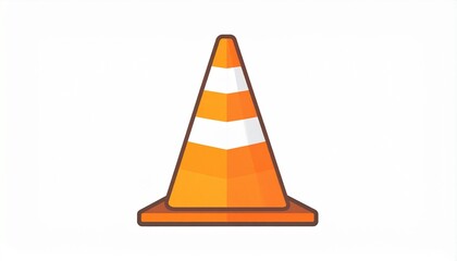 Bright orange traffic safety cone isolated on white background for roadwork and construction