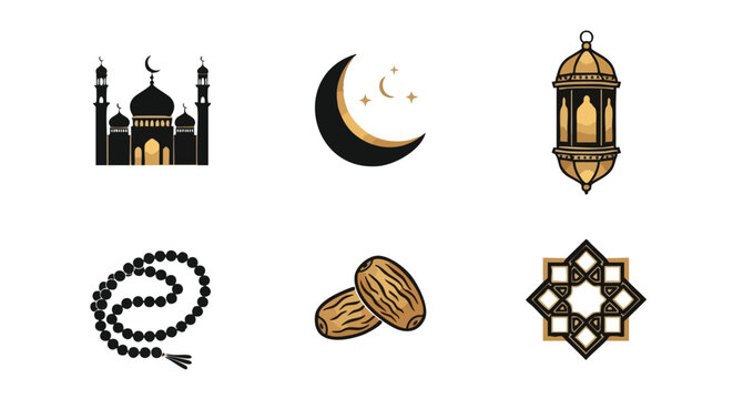 Six Symboles Sacr&eacute;s de Ramadan Bicolores