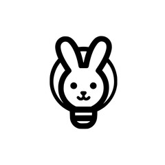 Obraz premium Rabbit icon inside light bulb vector illustration representing creative wildlife idea innovation and nature concept