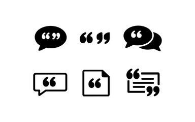 Naklejka premium Collection of diverse quotation mark icons representing speech and text