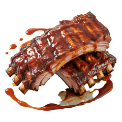 Succulent barbecued ribs with tantalizing glaze and savory seasoning drizzled with sauce
