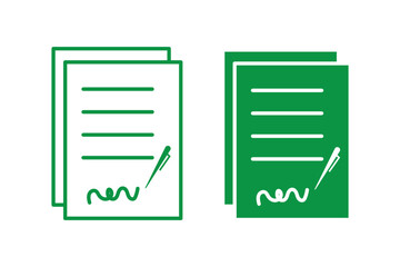   Document icon vector isolated on white background. Paper icon. File Icon, Pen signing a contract with signature icon set in line style. business management symbol. Pen, Signature, Paper signs,