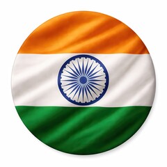Obraz premium India flag badge design in circular shape with saffron white and green colors with wheel