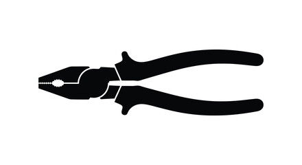 A stark black silhouette depicts a pair of combination pliers showcasing their functional design silhouette high quality professional © Jahid