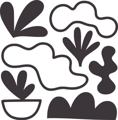 Obraz premium Dark gray organic shapes and plant forms abstract
