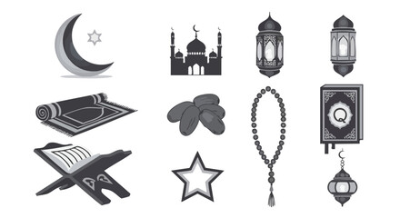 Fototapeta premium Collection Dicônes de Ramadan Gris Anthracite