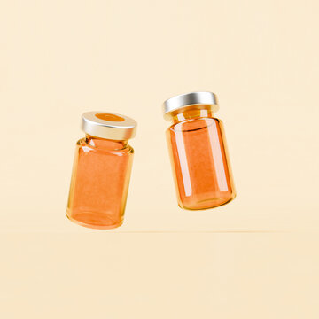 Potion Vial: An orange potion or medication rests within a small glass vial, hinting at healing, science, or alchemy, against a soft backdrop.