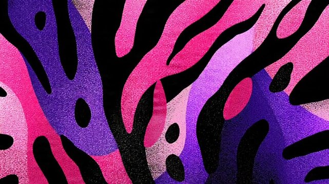 Vibrant pink and purple zebra pattern with dynamic black stripes