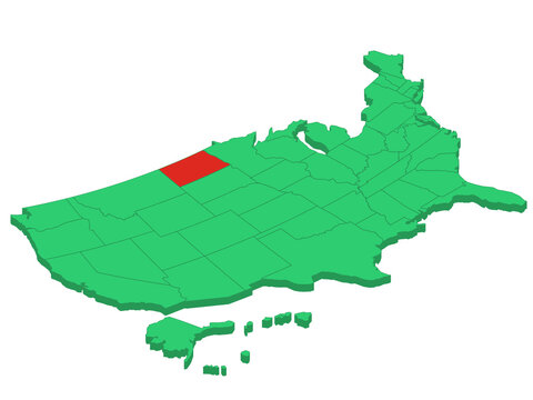 Map USA Isometric States North Dakota Solid