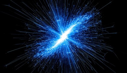 Fototapeta premium Abstract Blue Energy Explosion Bursting Outwards.